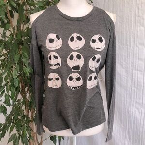 DISNEY Tim Burton Nightmare Before Christmas SZ S cold shoulder casual top
